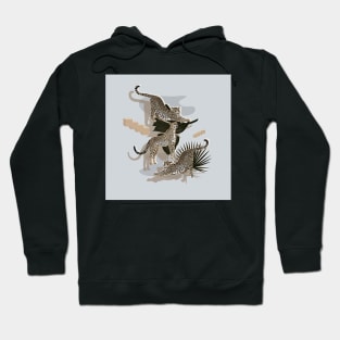 Cheetahs and Tropical Plants Illustration Hoodie